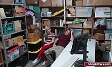 Thief fucking the officer while boyfriend watches in the office