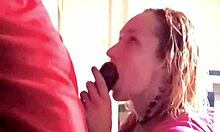 Blonde amateur gags on thick 9-inch BBC deepthroat