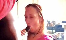 Blonde amateur gags on thick 9-inch BBC deepthroat