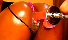 Phat pussy gets drilled by a moving dildo in wild action. Saw it happen!