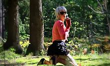 Watch this shemale slut in the forest. Is she ready for hardcore oral?