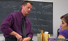 latina coed gets hardcore cumshot after blowjob in uniform