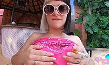 I'm refreshing my wet pussy at the pool