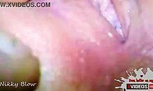 Close-up pussy licking contrasts bareback riding.