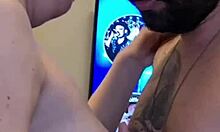 the redhead with the pink pussy bends over for doggystyle, sucking big cock and swallowing cum after orgasm.