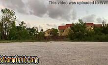 Mamirrican banging hard after outdoor workout routine in public