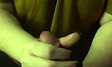 Redhead amateur performs ball sucking and licking.