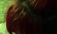 Redhead amateur performs ball sucking and licking.