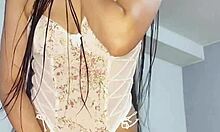 Brunette housewife dances, warms up, masturbates to squirting orgasm