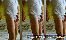 Hombre gay bailando en ropa interior blanca mojada trusas calzoncillos calientes alejandro mistral