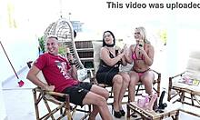 Hot blonde secretary strips and gets pussy licked 😍