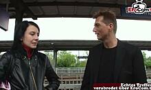 Skinny German chick picked up and banged at station