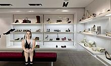 I feel exposed flashing my shaved pussy to the shoe salesman outdoors.