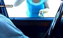 feeling the thrill of a full service carwash blowjob handjob and cumshot outdoors