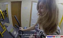 Teaching A College Girl Some Workouts, Focusing On Her Wet Pussy And Tits