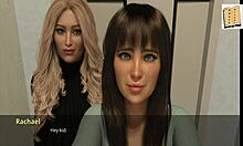 brunette girlfriend discovers john's secret in anime hentai cartoon.