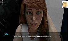 brunette girlfriend discovers john's secret in anime hentai cartoon.