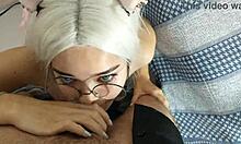 White Wolf Surprises White Moon with Unexpected Deepthroat Blowjob Leading to Facial Cumshot in POV