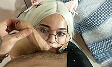 White Wolf Surprises White Moon with Unexpected Deepthroat Blowjob Leading to Facial Cumshot in POV