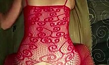 Slut wife fucks a large double dildo