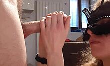 blonde couple blows and gets cum on body