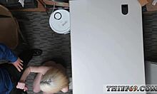 Blonde teen's illicit encounter with officer in pawn shop