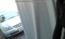 Sexy brunette girlfriend gets merciless doggy fuck outdoors before camera