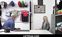 Stepbrother Catches And Fucks Lilly Bells' Tight Teen Pussy In Shop!