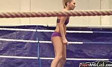 hot blonde lesbo babes wrestle with intense moves