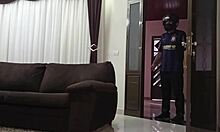 Hot Amateur Housewife Flashes Lingerie and Licks Ass for Delivery Guy