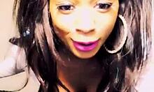 Ebony teen in shorts dancing and deepthroating