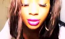 Ebony teen in shorts dancing and deepthroating