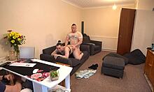 Cuckold husband has to work while he watches wife fuck