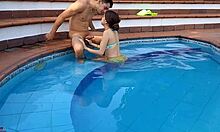 i fuck my horny stepsister hard in the pool