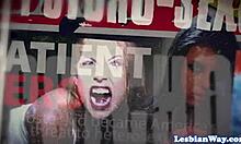 beautiful lesbian vixens seducing and licking hairy pussies in wild 3some