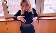 Sexy Blonde Teases with Dildo Before Intense Facial