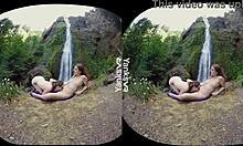 yanks vr presents hottie lesbian sierra masturbating outdoors in 3d porn, reaching climax with oral
