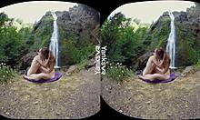 yanks vr presents hottie lesbian sierra masturbating outdoors in 3d porn, reaching climax with oral