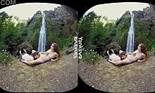 yanks vr presents hottie lesbian sierra masturbating outdoors in 3d porn, reaching climax with oral
