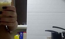 Latina Teen Prepares Dinner After Washing Dishes