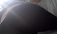 A mexican teen sucks and grabs nice asses in leggings at home.