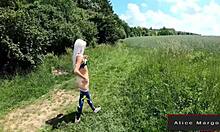 Yo, banging this beauty blonde in nature is unreal! Public nudity adds the thrill!