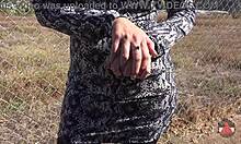 Sexy finger nails fetish outdoors.