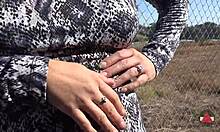 Sexy finger nails fetish outdoors.