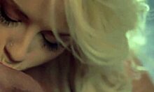 Blonde goddess receives oral and facial blowjob