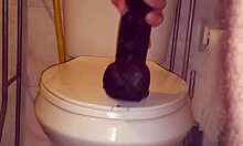 having fun with two huge dildos for anal play