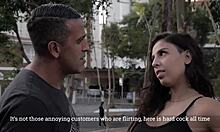 Young Latina Leticia Ferola takes rough street program for 50 reais with Tony Tigrao in public outdoor action