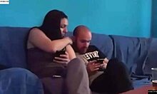 horny couple fucks pussy and ass on the sofa in homemade sex