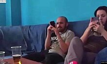 horny couple fucks pussy and ass on the sofa in homemade sex