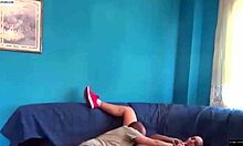 horny couple fucks pussy and ass on the sofa in homemade sex
